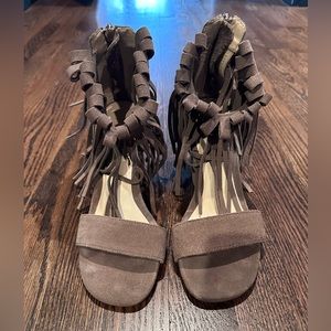 Matiko Suede Fringe Sandals, Size 38 EUC